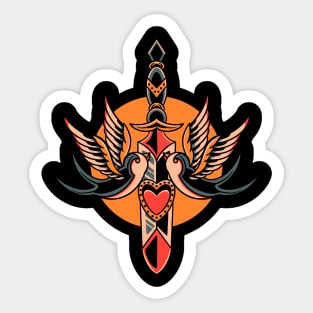 swallow and dagger tattoo Sticker